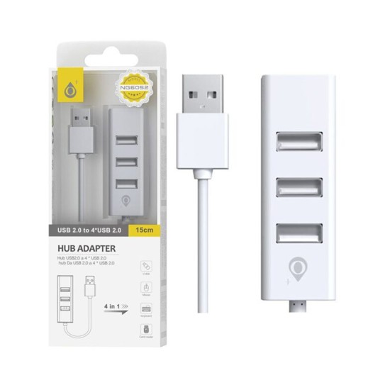 Adaptador de Hub 4 em 1 USB 2.0 OnePlus NG6052 USB para USB Suporte OTG 0,15 m Branco Adaptador de Hub 4 em 1 USB 2.0 OnePlus NG6052 USB para USB Suporte OTG 0,15 m Branco